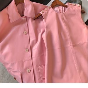 100% lambskin trench coat and mini dress